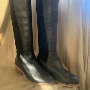 Lucky Brand Tilaree Black Leather 50 50 Slip On Tall Boots Womens Size 7.5